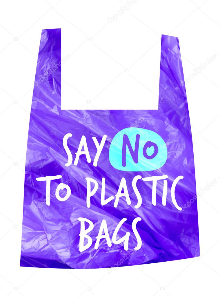Pollution problem vector concept. Say no to plastic bag. Cartoon