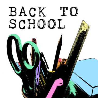 Beyaz ba izole okul doodle illüstrasyon şablonu geri