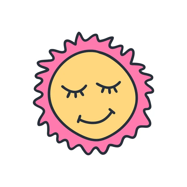 Desenho de sol sorridente feliz. Ilustração vetorial. Greetin engraçado — Vetor de Stock