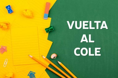 Back okul kırtasiye İspanyolca, herhangi bir amaç için büyük tasarım. C