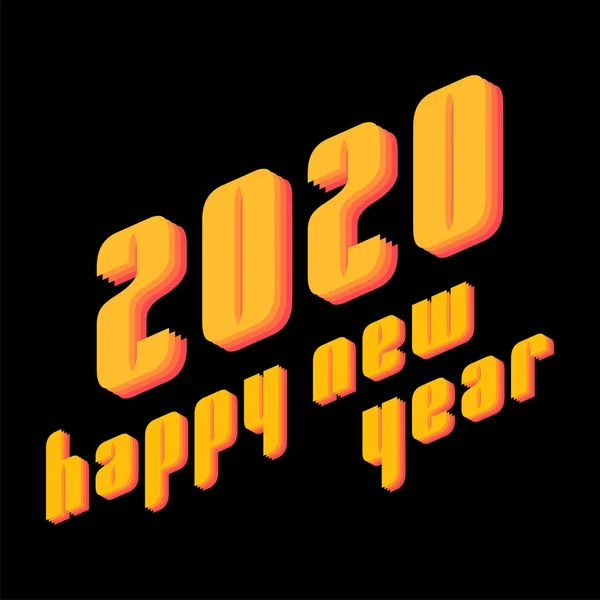 2020 happy new year text in modern style for print card, poster