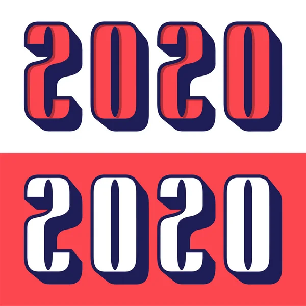 2020 frohes neues Jahr Text in modernem Stil für Druckkarte, Plakat — Stockvektor