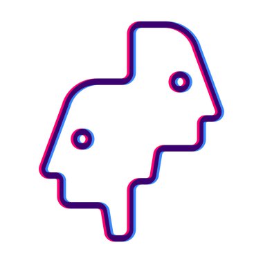 Güzel tarzda mavi ve pembe 3d iki baş simgesi. Zihin simgesi. Bu