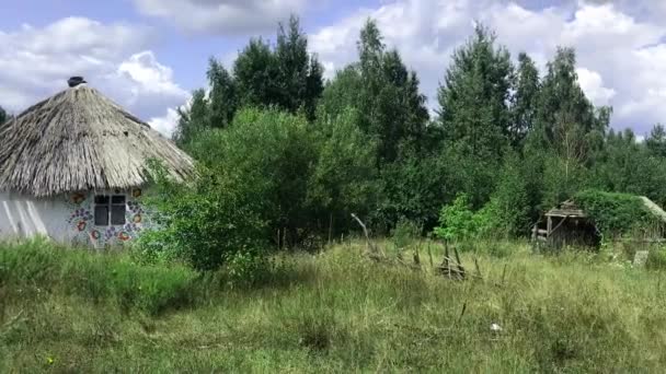 Panoramic view of the old Ukrainian village which is in ruin. — Stock Video