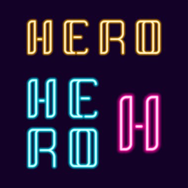 Hero Neon yazı tipi 80s metin harf kızdırma ışık Retro techno asit stilil