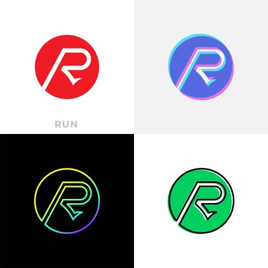 Soyut harf R çalıştırmak logo tasarım şablonu. Dinamik vektör unusu