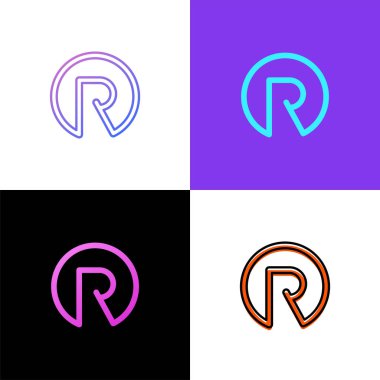 Circle şekil sembolüvektör harf r logosu, Dijital Teknoloji 