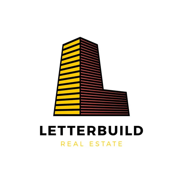 L betű ingatlan- és építési szolgáltatások embléma koncepció. — Stock Vector