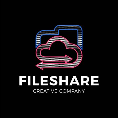 Cloud File klasör ve ok ile Tech Logo şablonu Tasarım paylaşmak