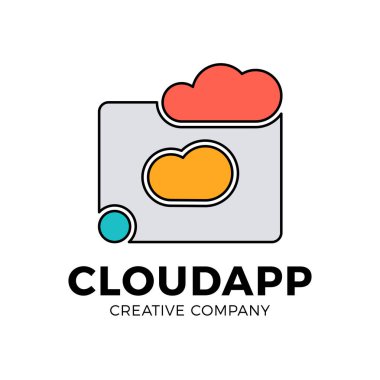 Belge veya klasör simgesiyle bulut dosyası logo depolama.