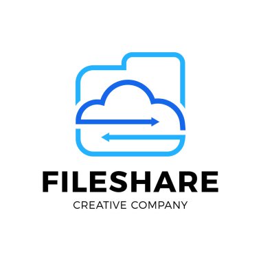 Cloud File klasör ve ok ile Tech Logo şablonu Tasarım paylaşmak