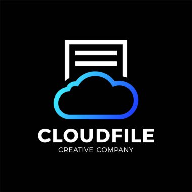 Belge veya klasör simgesiyle bulut dosyası logo depolama.