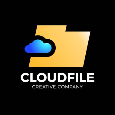 Belge veya klasör simgesiyle bulut dosyası logo depolama.