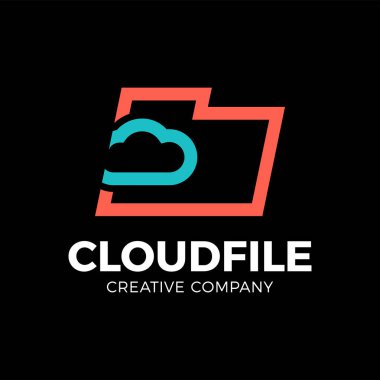 Belge veya klasör simgesiyle bulut dosyası logo depolama.