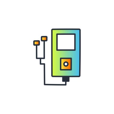 Müzik çalar basit anahat renkli simge beyaz izole