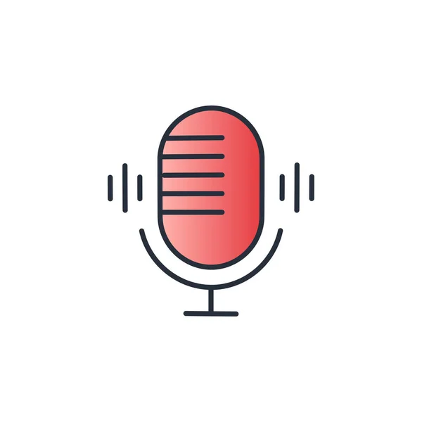 Mikrofon hanghullám egyszerű vázlatos színes ikon izolált — Stock Vector