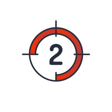 Film geri sayım çerçevesi basit renkli simge beyaz izole