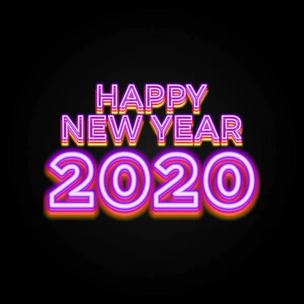 2020 Feliz año nuevo luminoso neón creativo diseño tem — Vector de stock