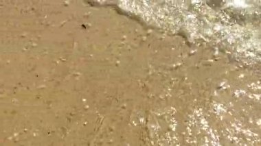 Deniz Dalgaları Yıkama Closeup Ashore A Sandy Beach