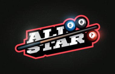 All Star Modern profesyonel Tipografi bilardo spor retro sty