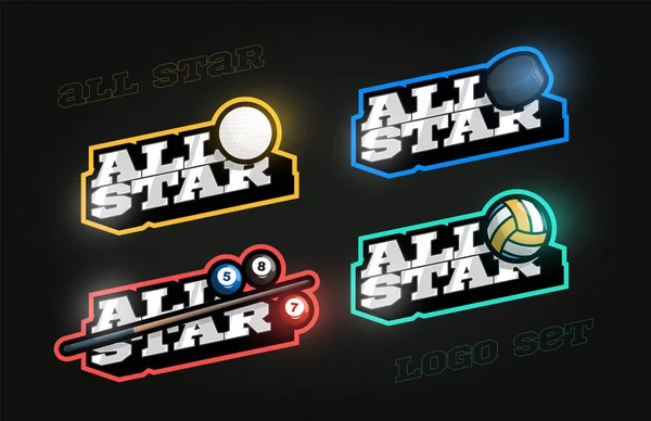 Все звезды Ретро стиль спортивный логотип. Современная профессиональная типогра — стоковый вектор