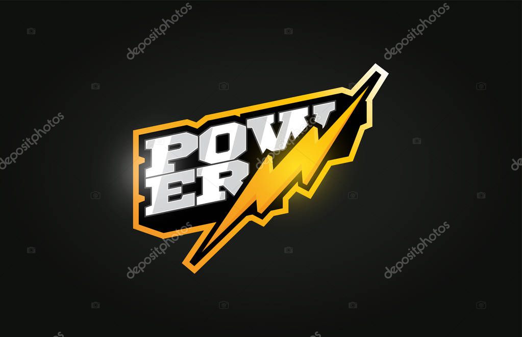 Power energy mascot Modern professional sport Typography in retro style. Vector design emblem, badge and sporty template logo design