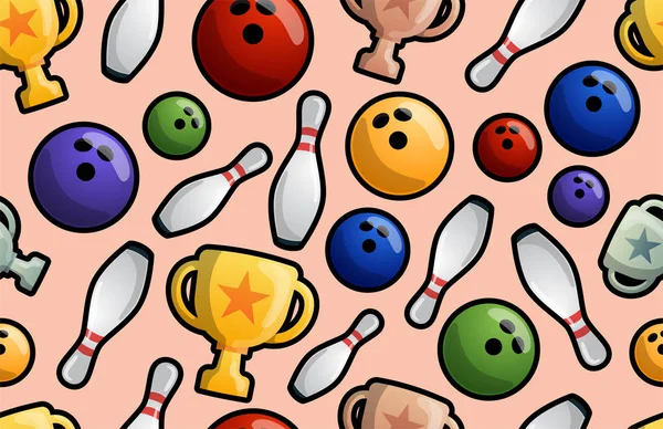 Jeu de bowling illustration vectorielle de motif sans couture. Crash de balle — Image vectorielle