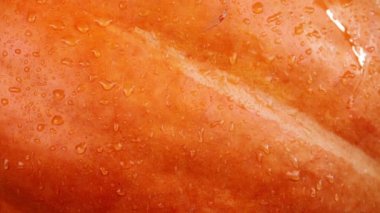 Closeup görünümü Su akışı damlaları üzerinde güzel büyük kabak