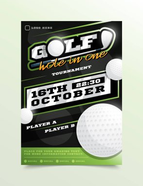 Golf Spor El İlanı Vektörü. Spor B Dikey Kart Poster Tasarımı