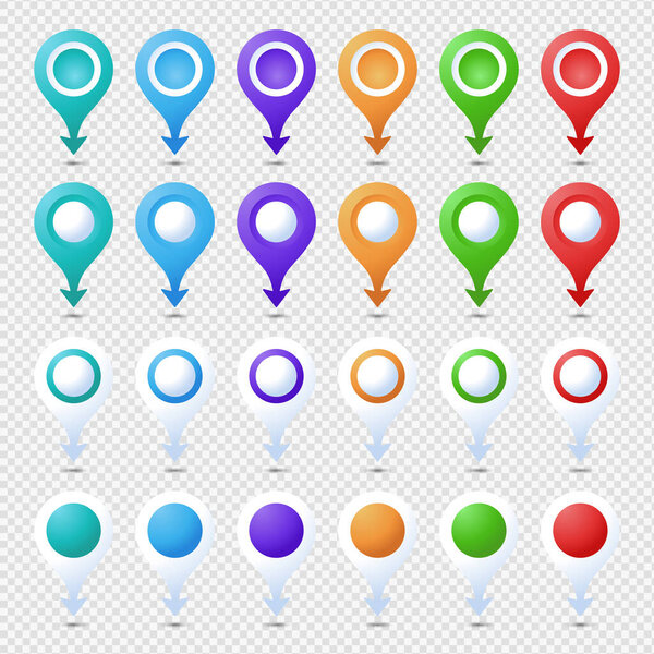 Location pins mega set. Marker 3D. Map pointer pin vector set is