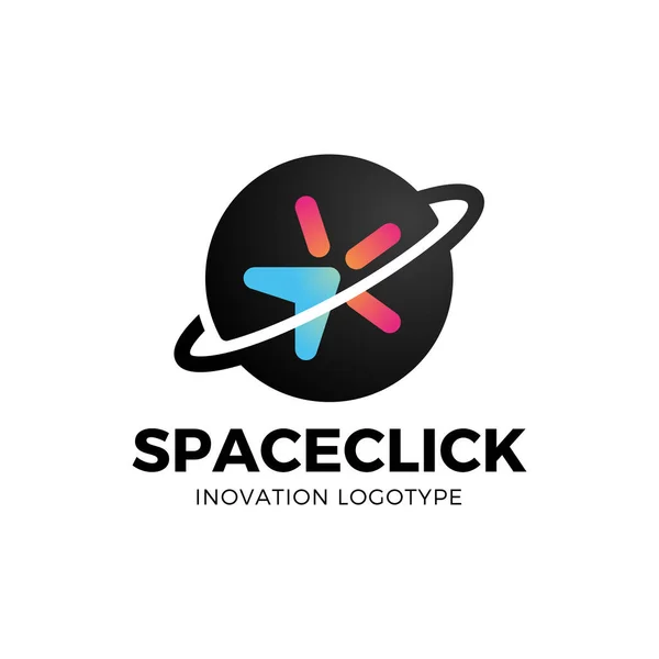 Logotipo de estrella de estilo de línea abstracta con clic del cursor del ratón. Espacio pla — Vector de stock