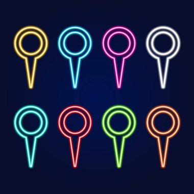 Dekorasyon için izole edilmiş harita iğnesinin vektör kümesi