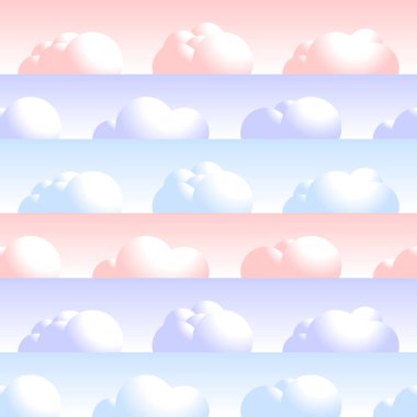 Vektör Bulut kusursuz desen. Kabarık bulutlu doğal hava