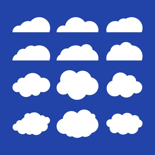 Flat Vector illustration of clouds. Set of blue sky background.