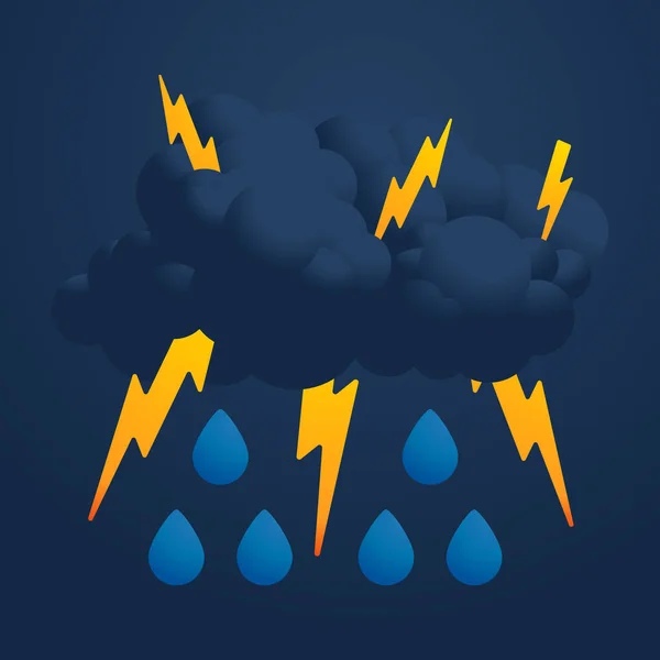 Illustration vectorielle de l'icône du temps frais unique avec nuage, heav — Image vectorielle