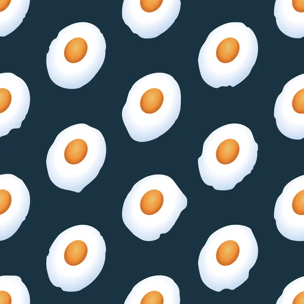 Fried eggs flat vector seamless pattern. Morning food, fast cook