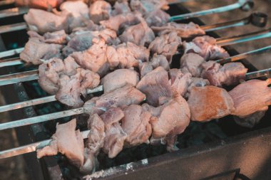 Izgarada kızartılmış şiş kebap. Şiş kebap şiş kebap.