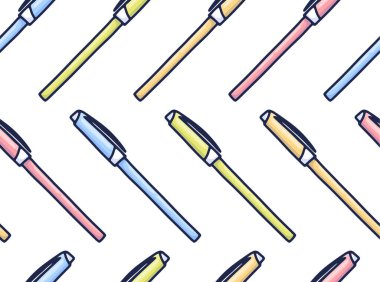 Çizgi film tarzında renkli kalemler. Kalemli, pürüzsüz doku. Doodle vektör elementleri. Okul geçmişine dönelim. El çizimi çizim.