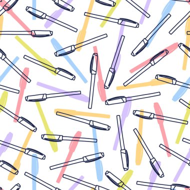 Çizgi film tarzında renkli kalemler. Kalemli, pürüzsüz doku. Doodle vektör elementleri. Okul geçmişine dönelim. El çizimi çizim.