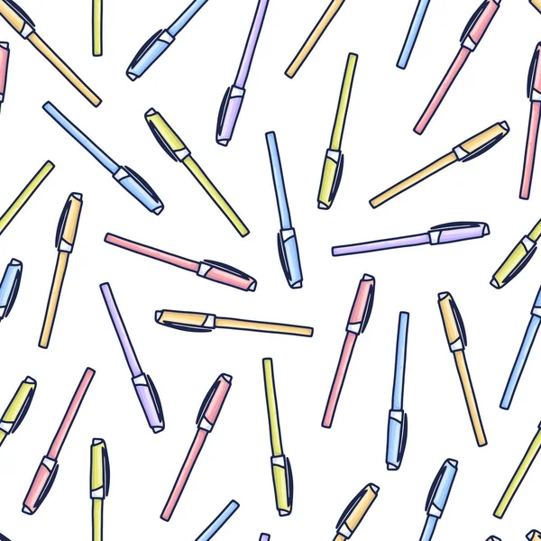 Πολύχρωμο Μοτίβο Στυλό Στυλ Κινουμένων Σχεδίων Απρόσκοπτη Υφή Στυλό Doodle — Διανυσματικό Αρχείο