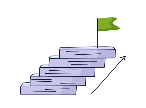 Aproxima Bandeira Vector Doodle Ilustração Desenhada Mão Com Degraus Escadas — Vetor de Stock