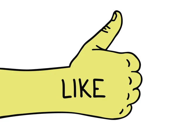 Hand like. Thumb up. Hand drawn like doodle icon. Hand drawn sketch. Sign symbol.