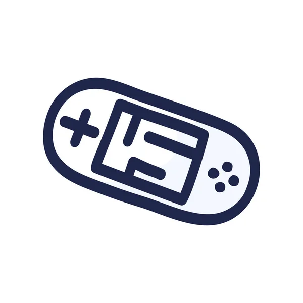 비디오 게임을 조이스틱 컨트롤러는 스타일의 아이콘에서 손으로 버튼을 클릭한다 일러스트 — 스톡 벡터