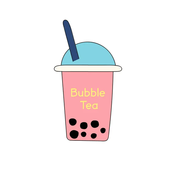 Bubble Parelmoer Thee Boba Platte Vector Kleur Pictogram Voor Voedsel — Stockvector