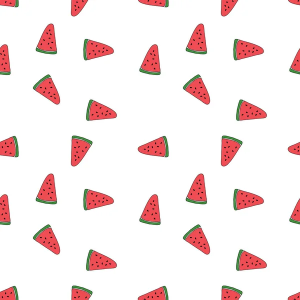Nahtloser Hintergrund Mit Wassermelonenscheiben Vektorillustration — Stockvektor