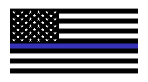 Bandiera Vettoriale Degli Stati Uniti Con Linea Blu Onorare Polizia — Vettoriale Stock