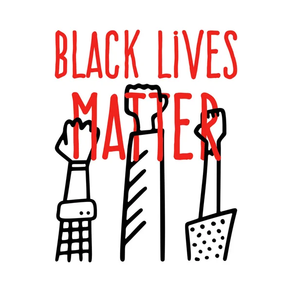 Черные Жизни Материи Баннер Дизайн Африканским Американским Кулаком Векторной Иллюстрации — стоковый вектор