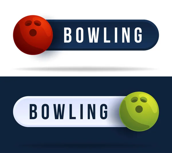 Bowling Kippschalter Tasten Vektorillustration Mit Basketballball Und Web Taste Mit — Stockvektor