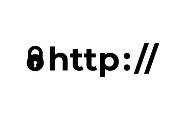 HTTPS Protokolü. İnternetteki güvenli ve güvenli web siteleri. Site için SSL sertifikası. Avantaj TLS 'de. Kapalı asma kilit. Material Design ikonu. Vektör illüstrasyonu.
