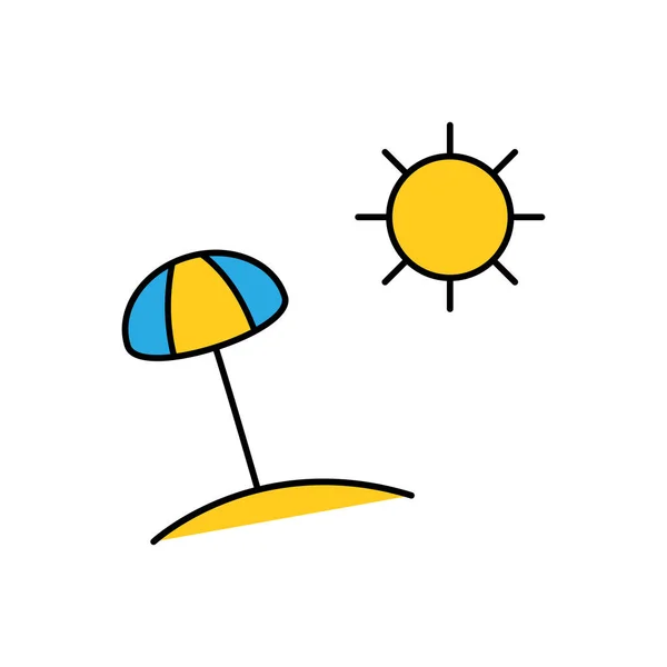 Plážový Deštník Ručně Kreslený Stylu Čmáranice Léto Ochrana Před Sluncem — Stockový vektor